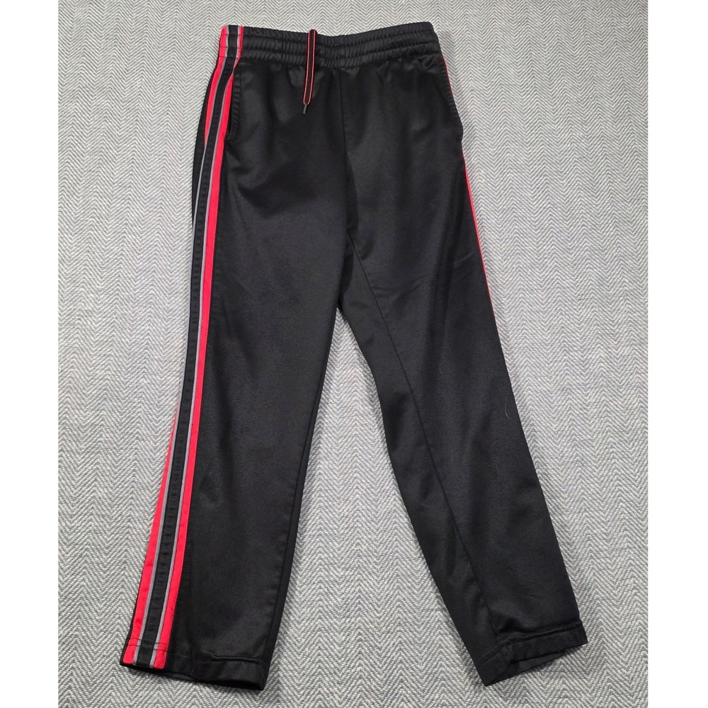 Tek Gear Boys Black Track Pants Red Grey Side Stripe Athletic Joggers Size S 8